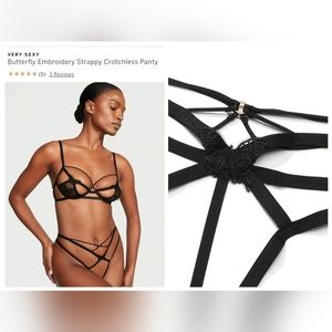 Victoria's secret VERY SEXY Butterfly Embroidery Crotchless Panty XXL